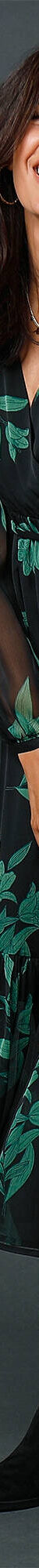 Robe longue volant, voile imprimé (noir / émeraude) Robe longue volant, voile imprimé (noir / émeraude)